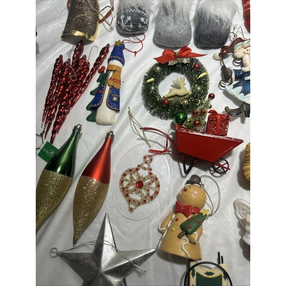 Vintage Christmas Ornament Lot Mixed Tree Holiday Decor Gnomes Nativity